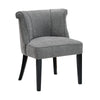 Vasu Accent Chair | Piping on Curved Back | Charcoal Gray Polyester | Brown