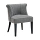 Vasu Accent Chair | Piping on Curved Back | Charcoal Gray Polyester | Brown