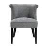 Vasu Accent Chair | Piping on Curved Back | Charcoal Gray Polyester | Brown
