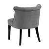 Vasu Accent Chair | Piping on Curved Back | Charcoal Gray Polyester | Brown