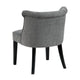 Vasu Accent Chair | Piping on Curved Back | Charcoal Gray Polyester | Brown