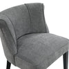 Vasu Accent Chair | Piping on Curved Back | Charcoal Gray Polyester | Brown