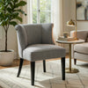 Vasu Accent Chair | Piping on Curved Back | Charcoal Gray Polyester | Brown