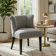 Vasu Accent Chair | Piping on Curved Back | Charcoal Gray Polyester | Brown