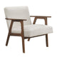 Cathy Accent Chair | Foam Cushions | Beige Polyester | Walnut Brown Arms