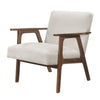 Cathy Accent Chair | Foam Cushions | Beige Polyester | Walnut Brown Arms