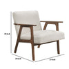 Cathy Accent Chair | Foam Cushions | Beige Polyester | Walnut Brown Arms