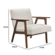 Cathy Accent Chair | Foam Cushions | Beige Polyester | Walnut Brown Arms