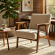 Cathy Accent Chair | Foam Cushions | Beige Polyester | Walnut Brown Arms