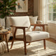 Cathy Accent Chair | Foam Cushions | Beige Polyester | Walnut Brown Arms