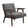 Cathy Accent Chair | Foam Cushions | Dark Gray Polyester | Walnut Brown Arms