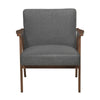 Cathy Accent Chair | Foam Cushions | Dark Gray Polyester | Walnut Brown Arms
