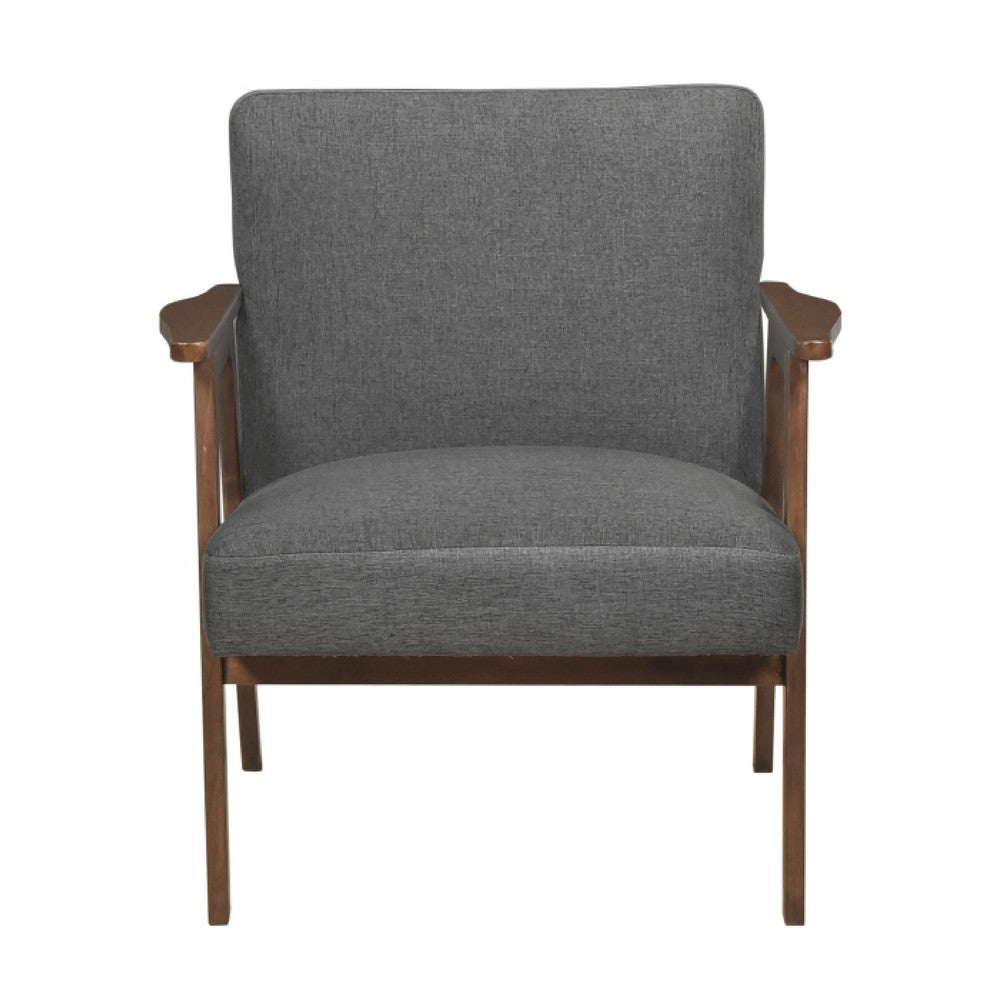 Cathy Accent Chair | Foam Cushions | Dark Gray Polyester | Walnut Brown Arms
