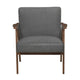 Cathy Accent Chair | Foam Cushions | Dark Gray Polyester | Walnut Brown Arms