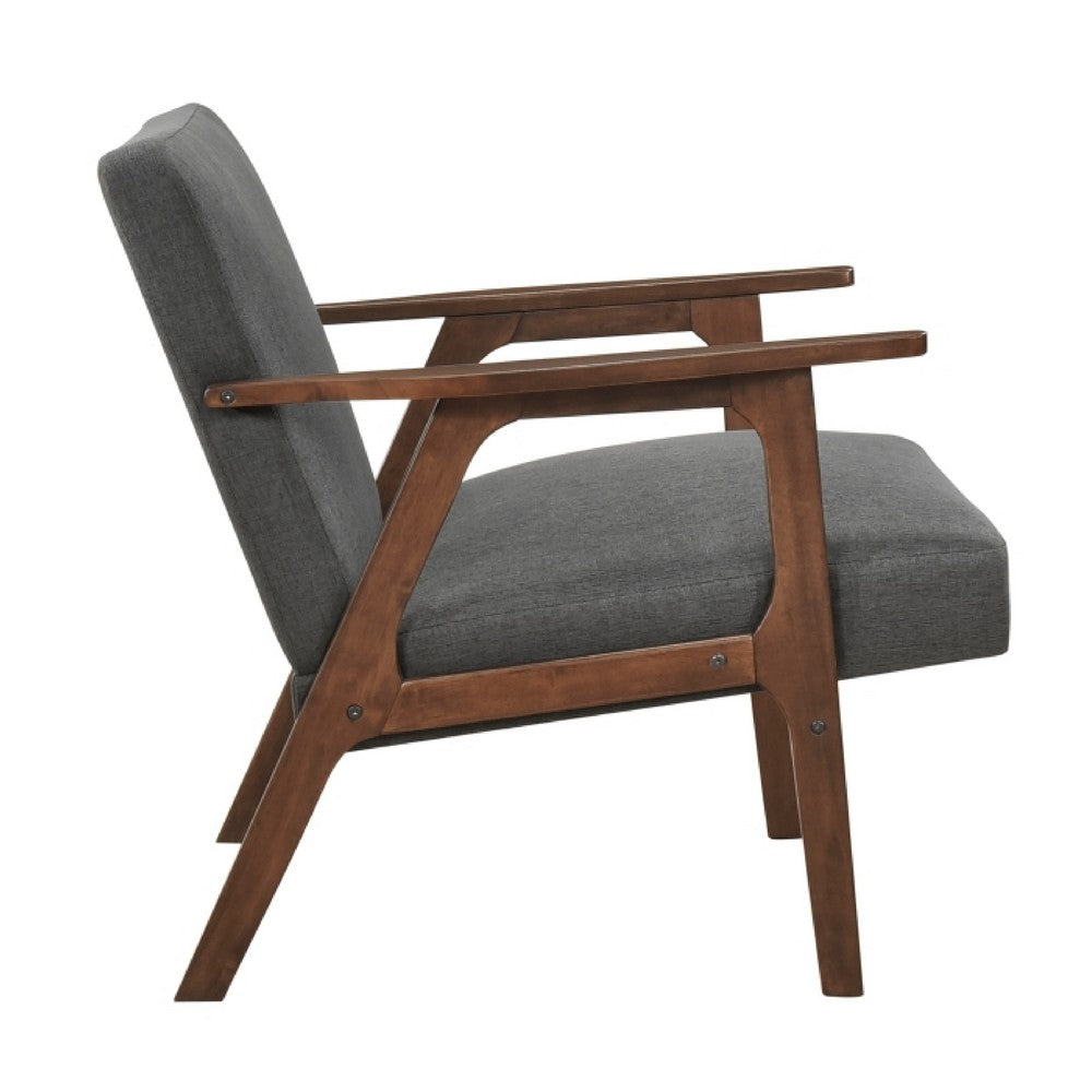 Cathy Accent Chair | Foam Cushions | Dark Gray Polyester | Walnut Brown Arms