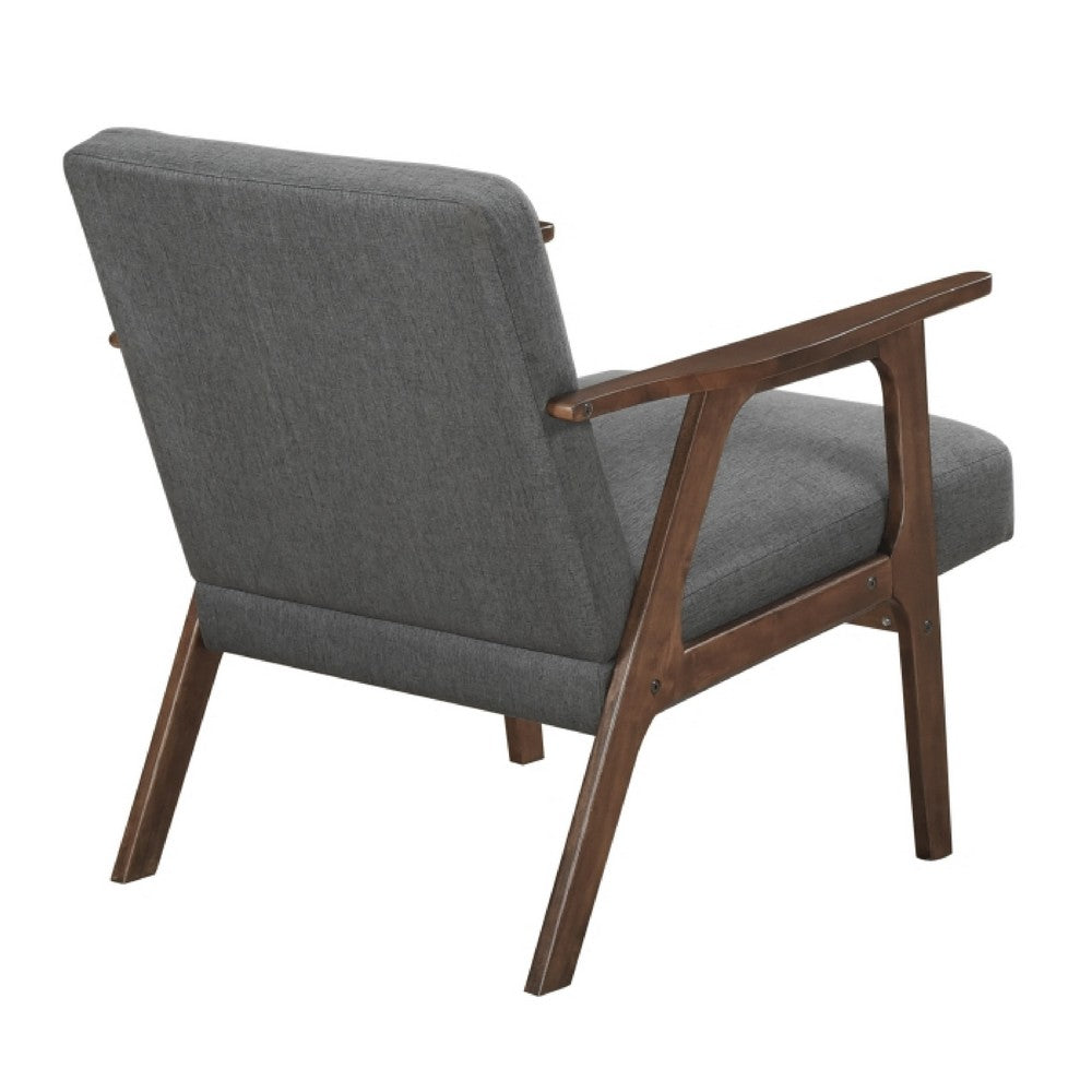 Cathy Accent Chair | Foam Cushions | Dark Gray Polyester | Walnut Brown Arms