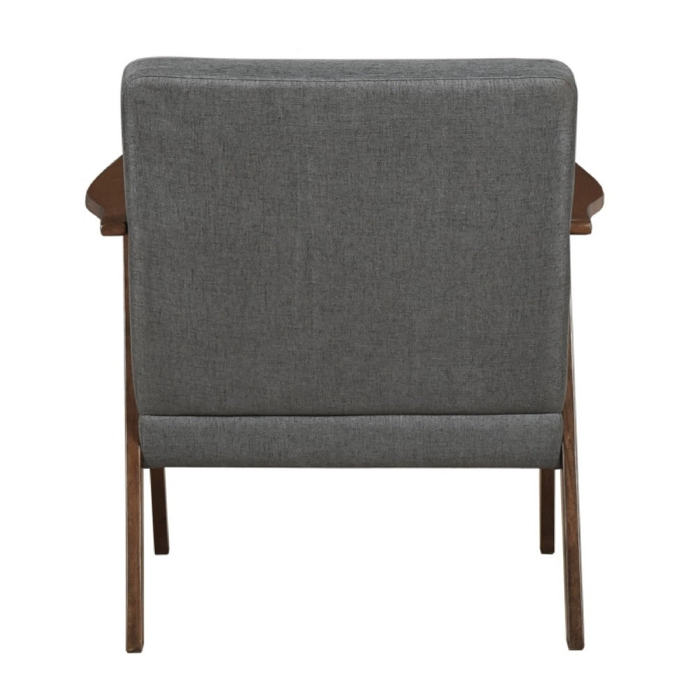 Cathy Accent Chair | Foam Cushions | Dark Gray Polyester | Walnut Brown Arms