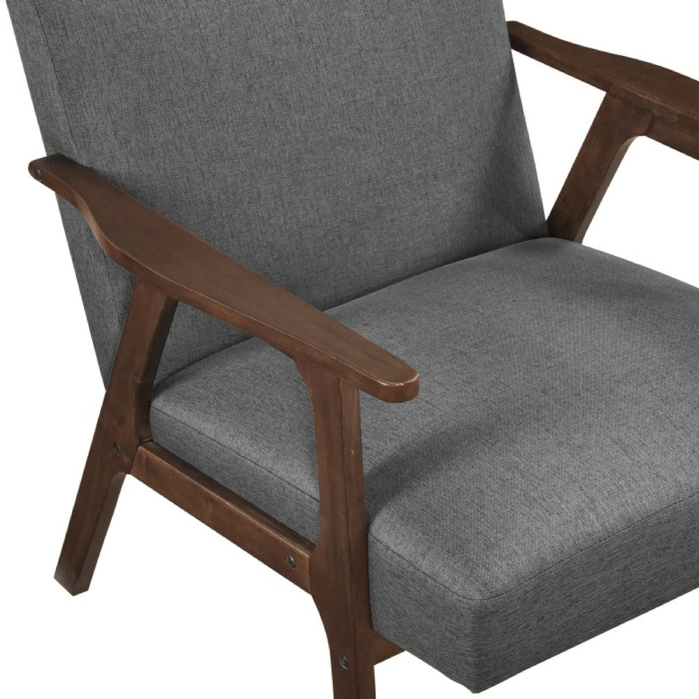 Cathy Accent Chair | Foam Cushions | Dark Gray Polyester | Walnut Brown Arms