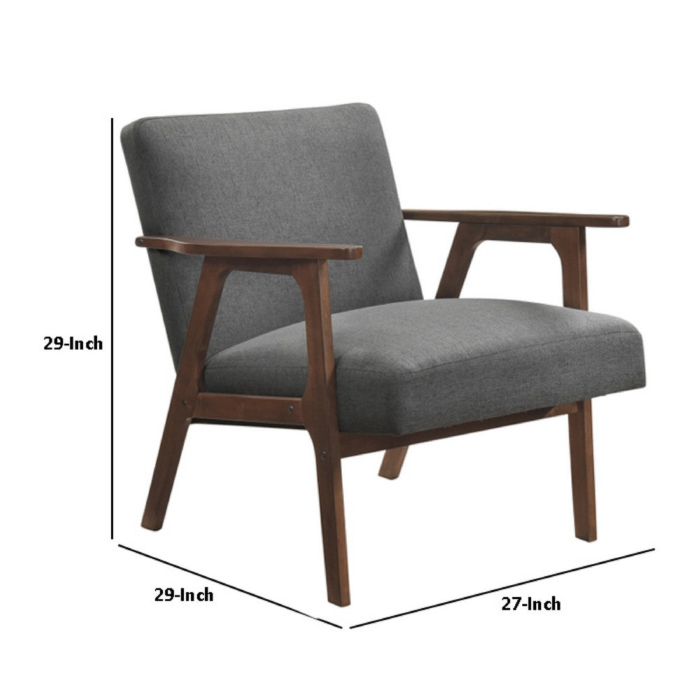 Cathy Accent Chair | Foam Cushions | Dark Gray Polyester | Walnut Brown Arms