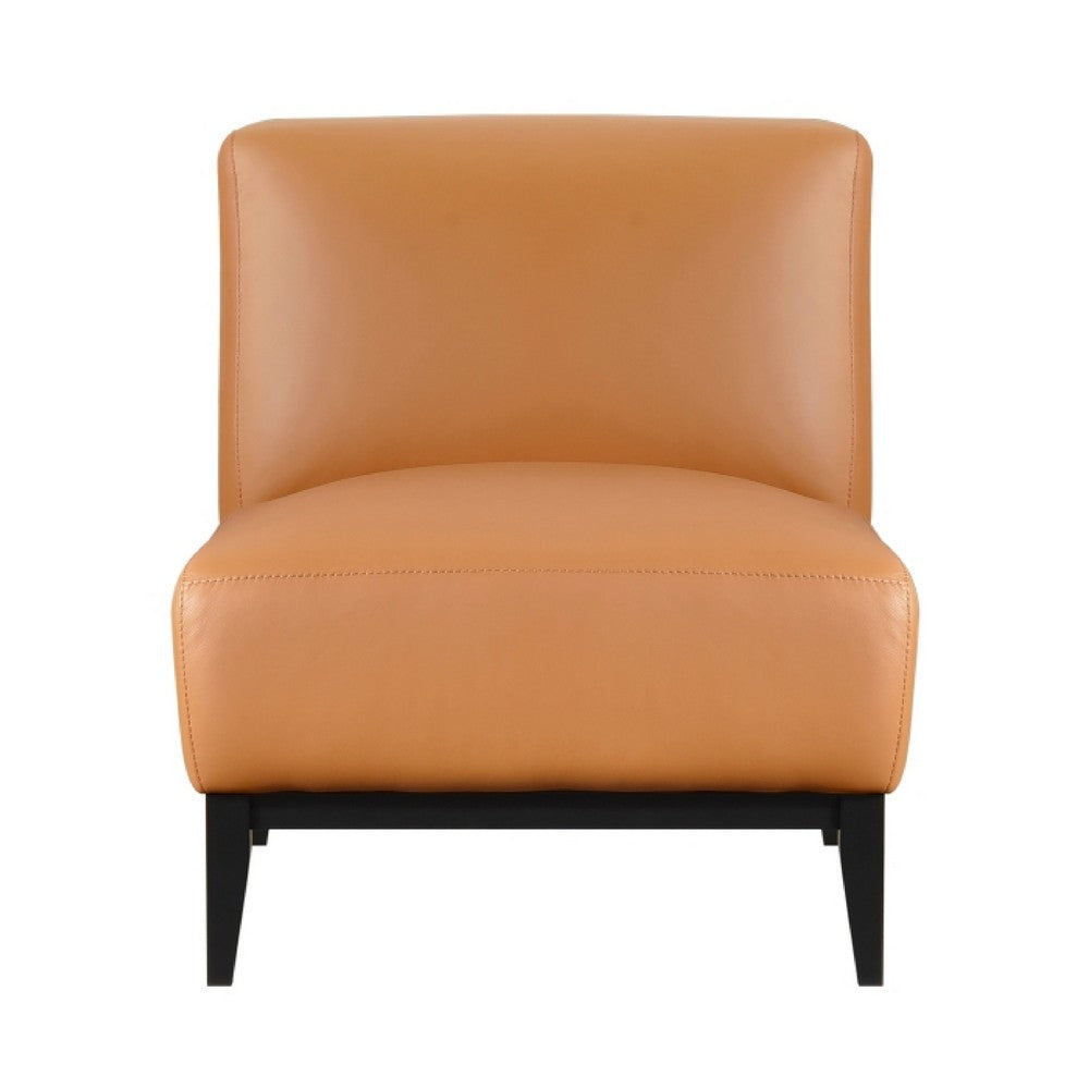 Hozy Accent Chair | Foam Fill Top Grain Buffalo Leather | Black and Orange