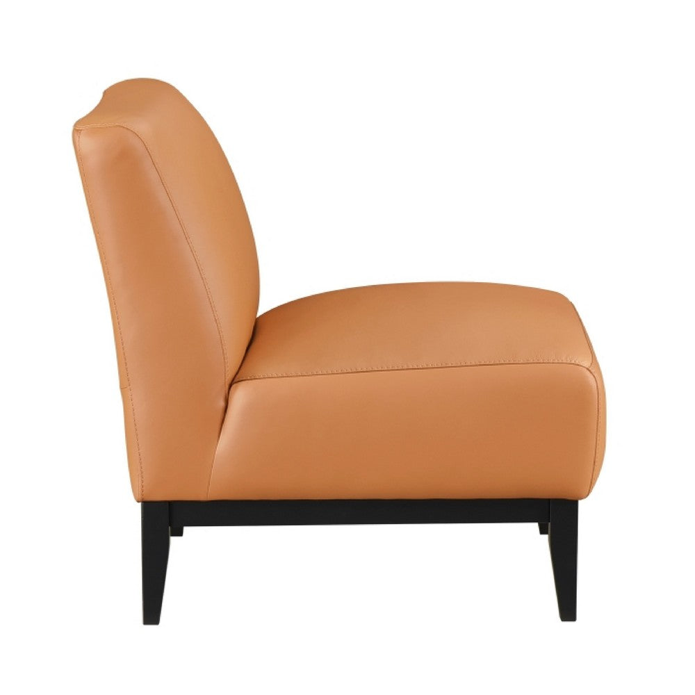 Hozy Accent Chair | Foam Fill Top Grain Buffalo Leather | Black and Orange