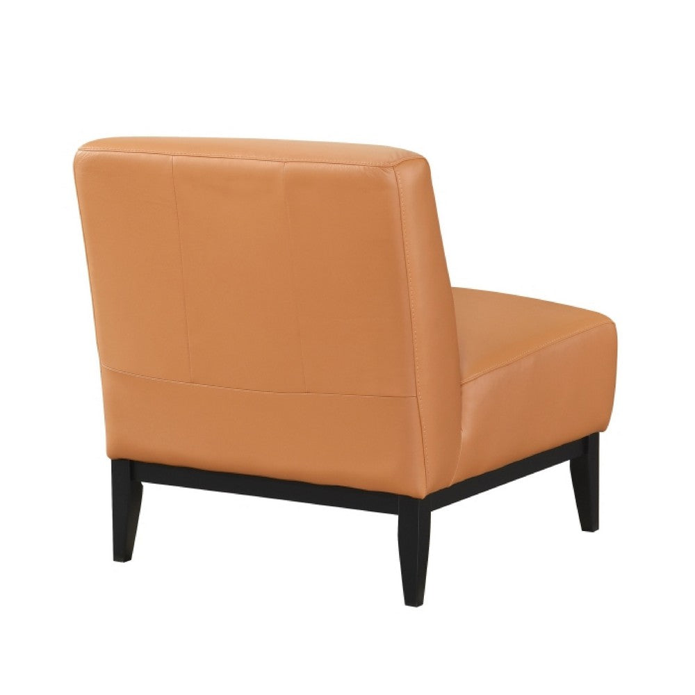 Hozy Accent Chair | Foam Fill Top Grain Buffalo Leather | Black and Orange