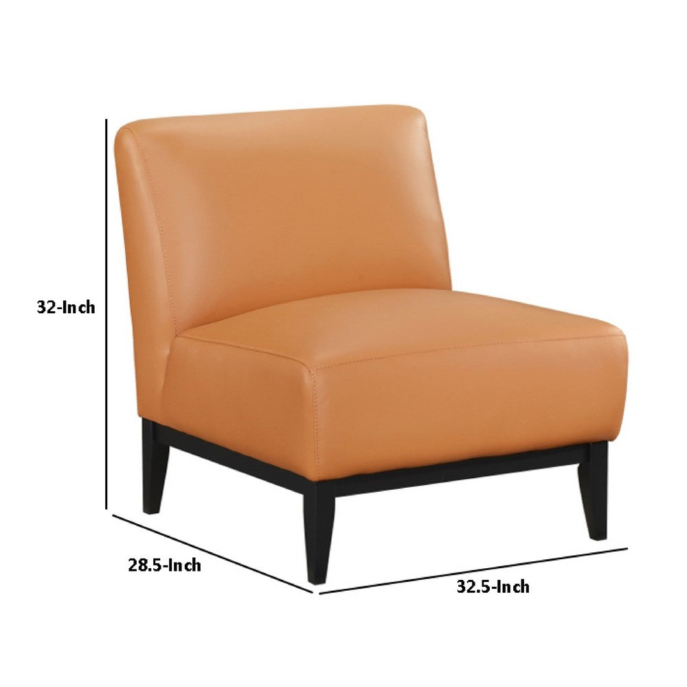 Hozy Accent Chair | Foam Fill Top Grain Buffalo Leather | Black and Orange
