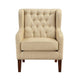Russ Wingback Accent Chair | Foam Cushions | Tufted Beige Polyester | Brown