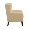 Russ Wingback Accent Chair | Foam Cushions | Tufted Beige Polyester | Brown