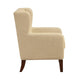 Russ Wingback Accent Chair | Foam Cushions | Tufted Beige Polyester | Brown