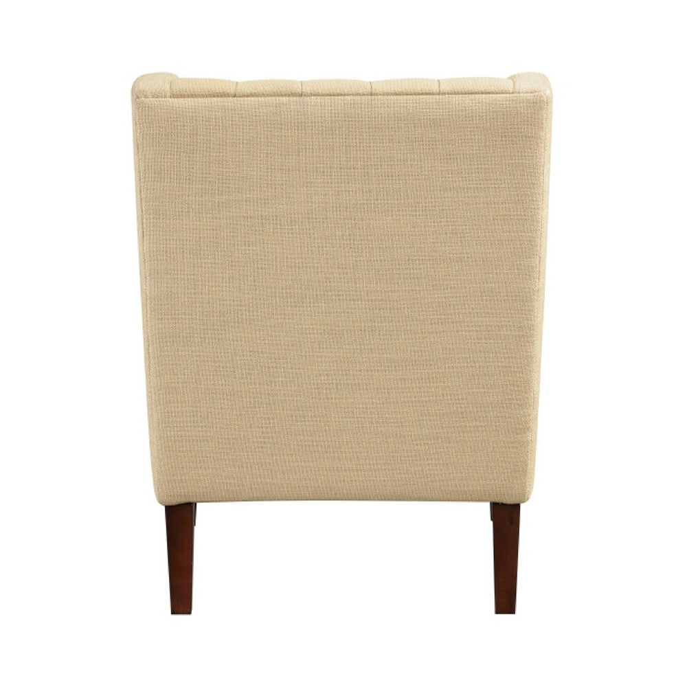 Russ Wingback Accent Chair | Foam Cushions | Tufted Beige Polyester | Brown
