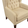 Russ Wingback Accent Chair | Foam Cushions | Tufted Beige Polyester | Brown