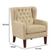 Russ Wingback Accent Chair | Foam Cushions | Tufted Beige Polyester | Brown