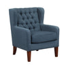 Russ Wingback Accent Chair | Foam Cushions | Tufted Blue Polyester | Brown