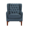 Russ Wingback Accent Chair | Foam Cushions | Tufted Blue Polyester | Brown