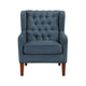Russ Wingback Accent Chair | Foam Cushions | Tufted Blue Polyester | Brown