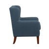 Russ Wingback Accent Chair | Foam Cushions | Tufted Blue Polyester | Brown
