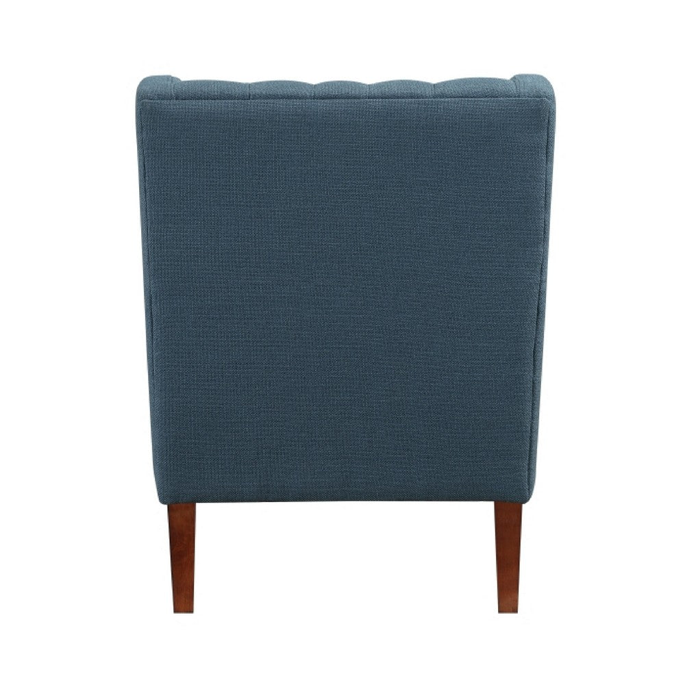 Russ Wingback Accent Chair | Foam Cushions | Tufted Blue Polyester | Brown