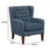 Russ Wingback Accent Chair | Foam Cushions | Tufted Blue Polyester | Brown