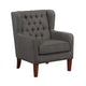 Russ Wingback Accent Chair | Foam Fill | Tufted Dark Gray Polyester | Brown