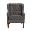 Russ Wingback Accent Chair | Foam Fill | Tufted Dark Gray Polyester | Brown