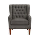 Russ Wingback Accent Chair | Foam Fill | Tufted Dark Gray Polyester | Brown
