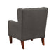 Russ Wingback Accent Chair | Foam Fill | Tufted Dark Gray Polyester | Brown