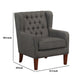 Russ Wingback Accent Chair | Foam Fill | Tufted Dark Gray Polyester | Brown