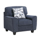 Beny Accent Chair w Pillow | Track Arms | Foam Fill Blue Chenille | Black