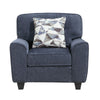 Beny Accent Chair w Pillow | Track Arms | Foam Fill Blue Chenille | Black