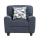 Beny Accent Chair w Pillow | Track Arms | Foam Fill Blue Chenille | Black