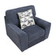 Beny Accent Chair w Pillow | Track Arms | Foam Fill Blue Chenille | Black