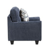 Beny Accent Chair w Pillow | Track Arms | Foam Fill Blue Chenille | Black