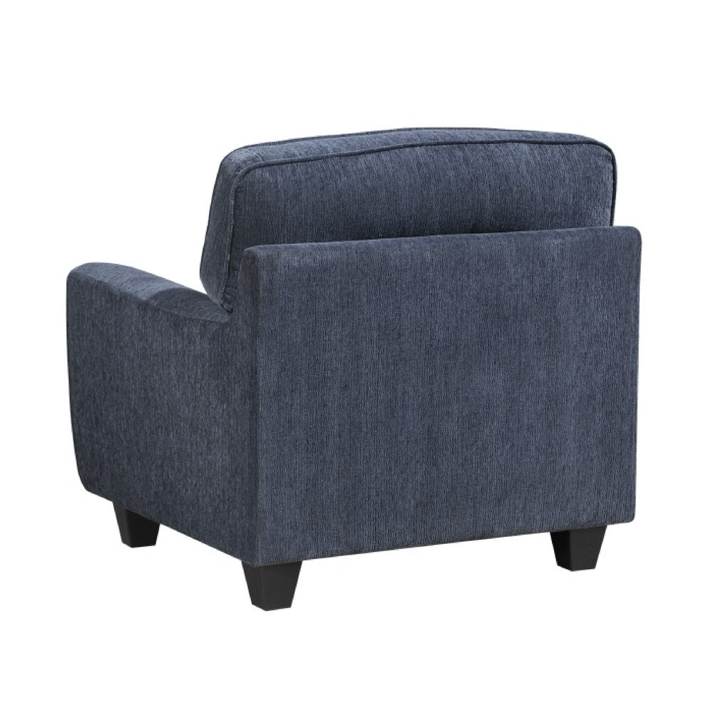Beny Accent Chair w Pillow | Track Arms | Foam Fill Blue Chenille | Black